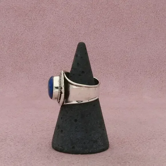 sterling silver vintage braided lapis lazuli ring size 5.5